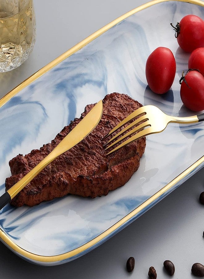 Trifecta Gold Flatware Royal 8 Pieces Matte Handle 18/10 Stainless Steel Tableware Sets for 4 Including Forks Spoons Knives, Camping Silverware Travel Utensils Set Cutlery(Blue, Set of 8) - Image 3